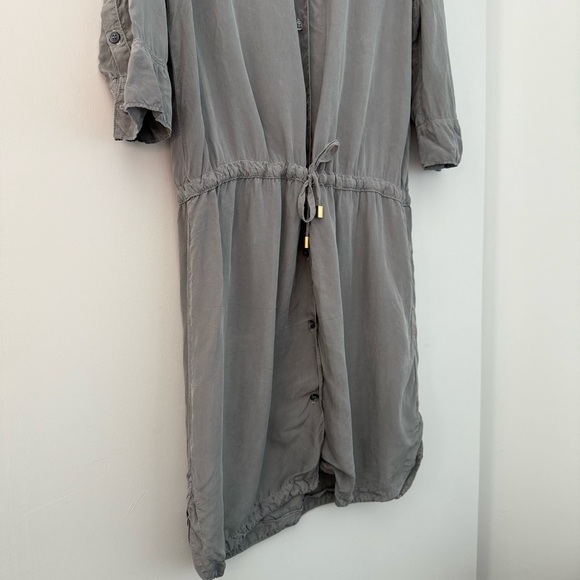 James Perse gray cupro drawstring long sleeve shirt dress - 3 (Large) - Picture 5 of 8